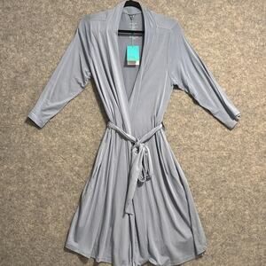 Posh Peanut Robe Womens Size XL Blue Belted Pocket Soft Bamboo Blend Loungewear